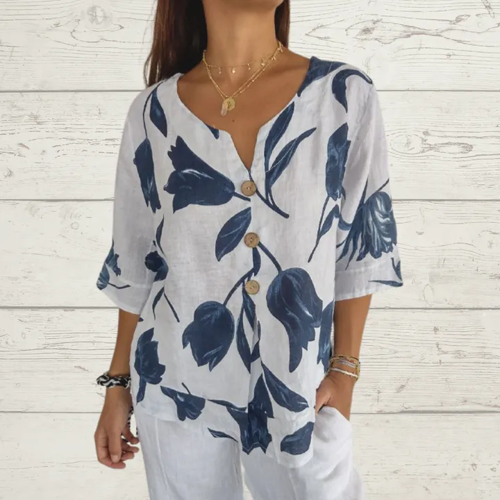 Last Day Sale 50%Printed V-neck Tunic Top