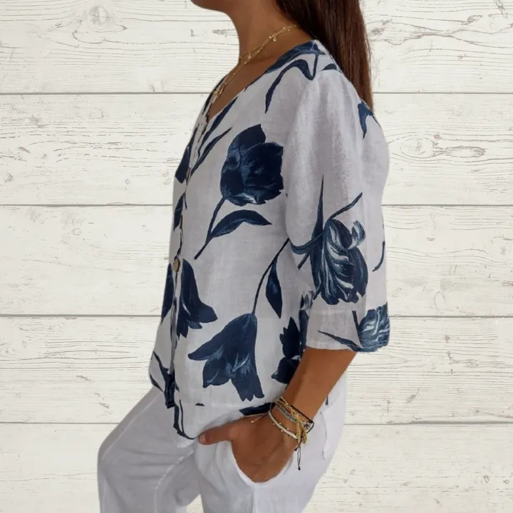 Last Day Sale 50%Printed V-neck Tunic Top