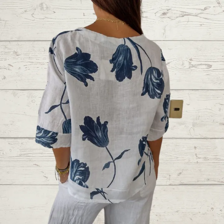 Last Day Sale 50%Printed V-neck Tunic Top