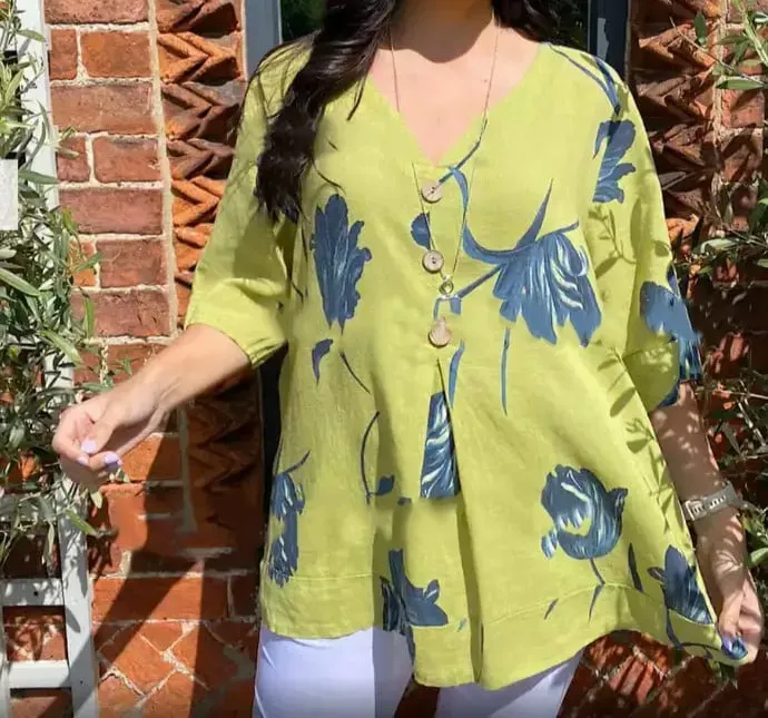 Last Day Sale 50%Printed V-neck Tunic Top