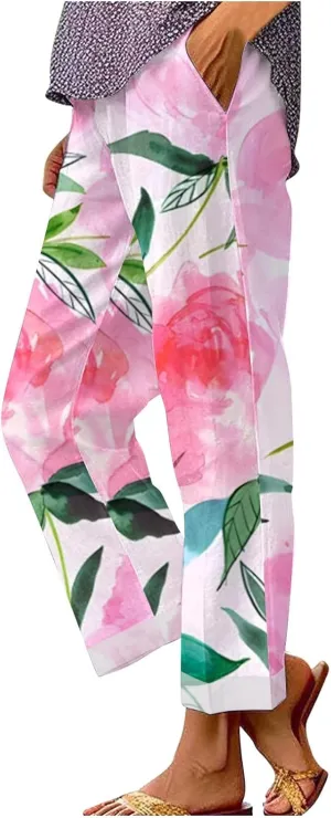 Linen Joggers Petite Spring High Waisted Cotton Linen Yoga Pants for Women Womens Casual Loose Pants