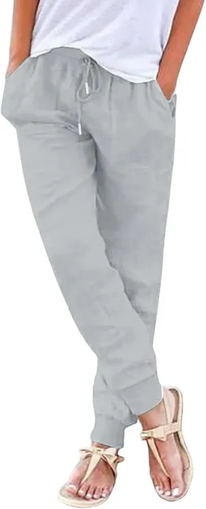 Linen Trouser Summer Wide Leg Linen Pants for Women Work Wide Leg Cotton Lounge Pant Petite