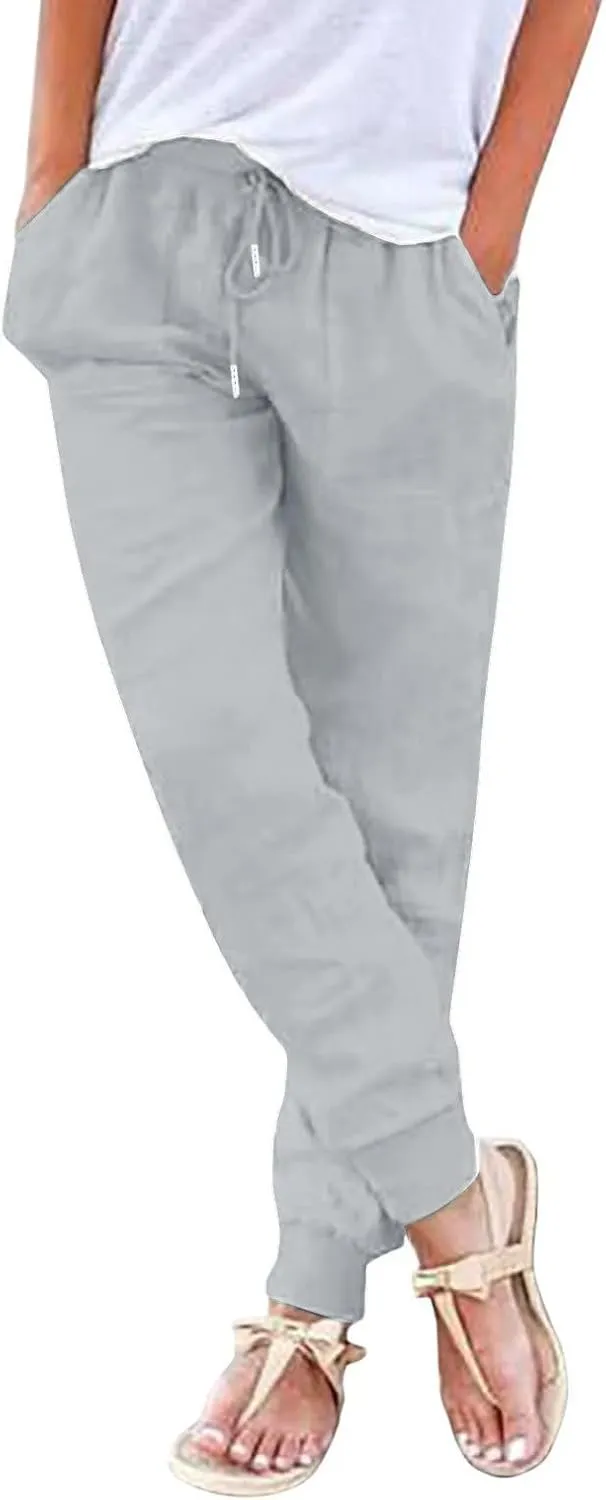 Linen Trouser Summer Wide Leg Linen Pants for Women Work Wide Leg Cotton Lounge Pant Petite