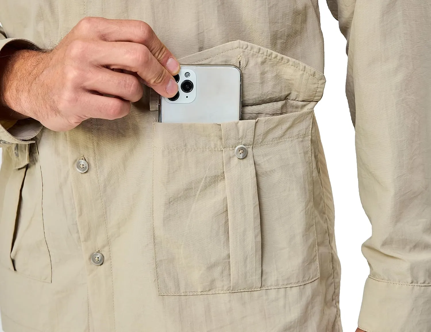 Little Donkey Andy Men's Lightweight Quick Dry Shirts for Hiking Travel Fishing Long Sleeve UPF50 Cargo Pockets