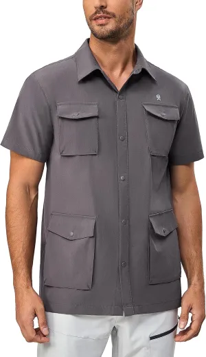 Little Donkey Andy Men's Lightweight Quick Dry Shirts for Hiking Travel Fishing Short Sleeve UPF50 Cargo Pocket