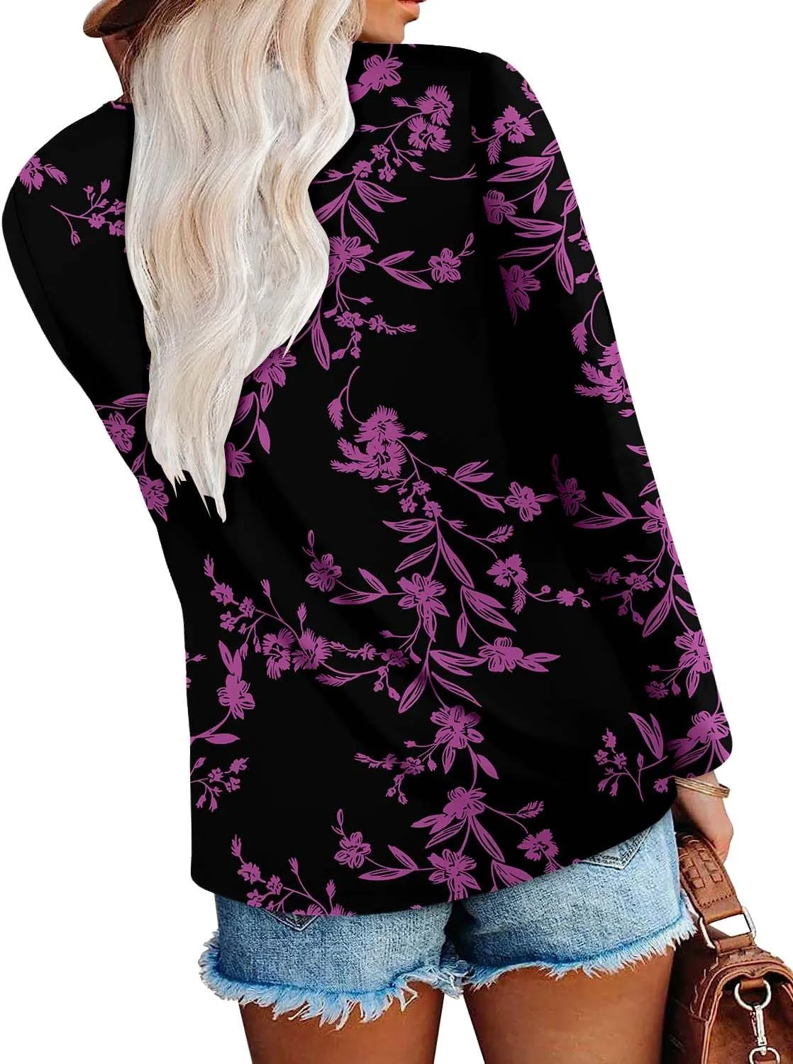 Long Sleeve Shirts for Women Fashion V Neck Basics Casual Top Fitted Tunic Tops