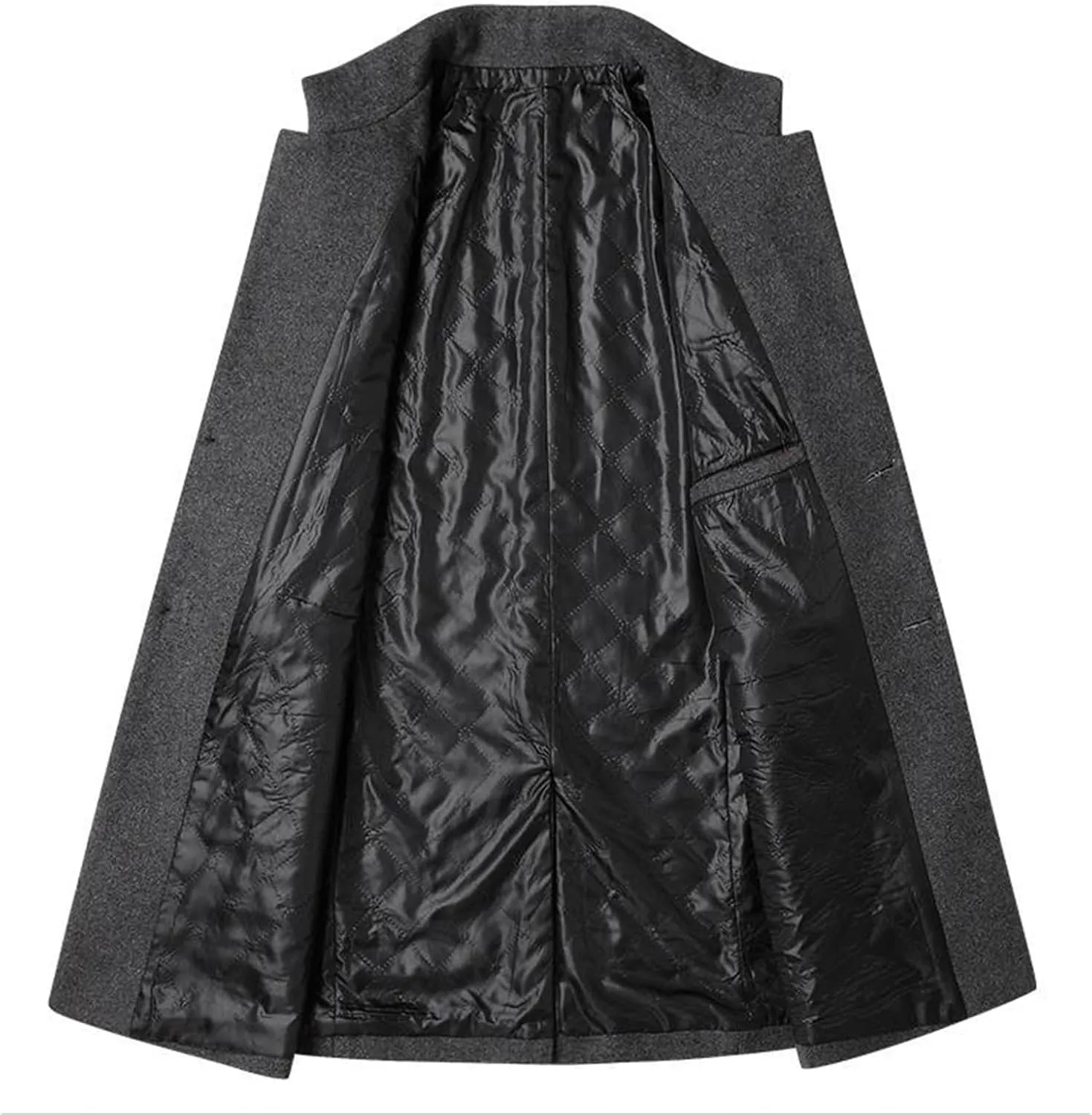 Lu's Chic Men's Single Breasted Trench Coat Button Down Overcoat Warm Dress Pea Coats