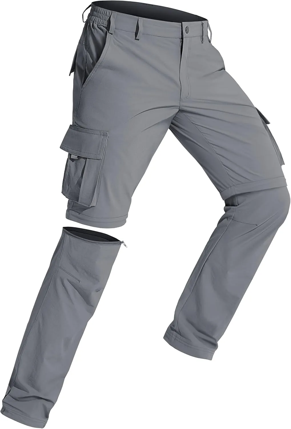 MAGCOMSEN Mens Hiking Convertible Pants 5 Pockets Zip Off Lightweight Water Resistant Quick Dry Side Elastic Travel Pant