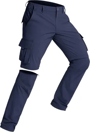 MAGCOMSEN Mens Hiking Convertible Pants 5 Pockets Zip Off Lightweight Water Resistant Quick Dry Side Elastic Travel Pant