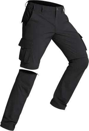 MAGCOMSEN Mens Hiking Convertible Pants 5 Pockets Zip Off Lightweight Water Resistant Quick Dry Side Elastic Travel Pant