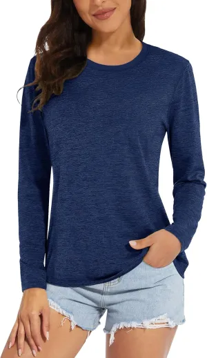 MAGCOMSEN Women's Long Sleeve Shirts UPF 50  Sun Protection Quick Dry Athletic Running Workout Tops Rash Guard