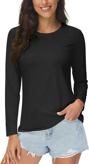 MAGCOMSEN Women's UPF 80  Workout Shirts Long Sleeve Atheltic T-Shirt Quick Dry Rash Guard Swim Tops