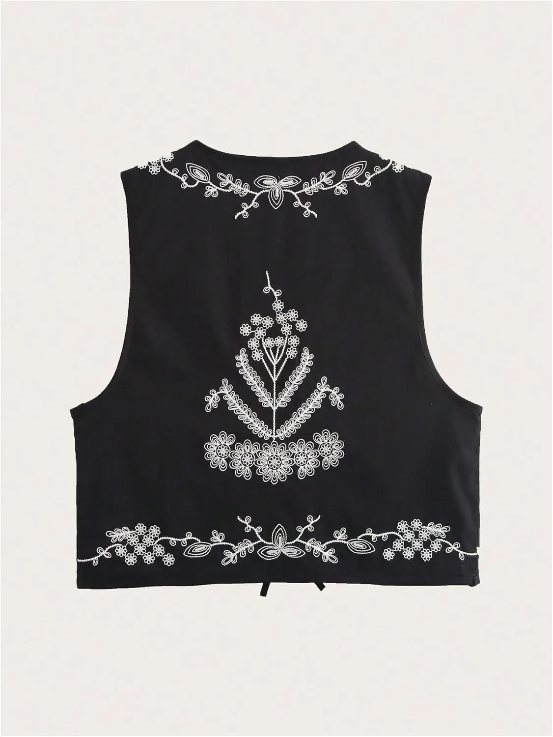 MakeMeChic Women's Tribal Print V Neck Tie Front Vest Sleeveless Crop Boho Tank Top