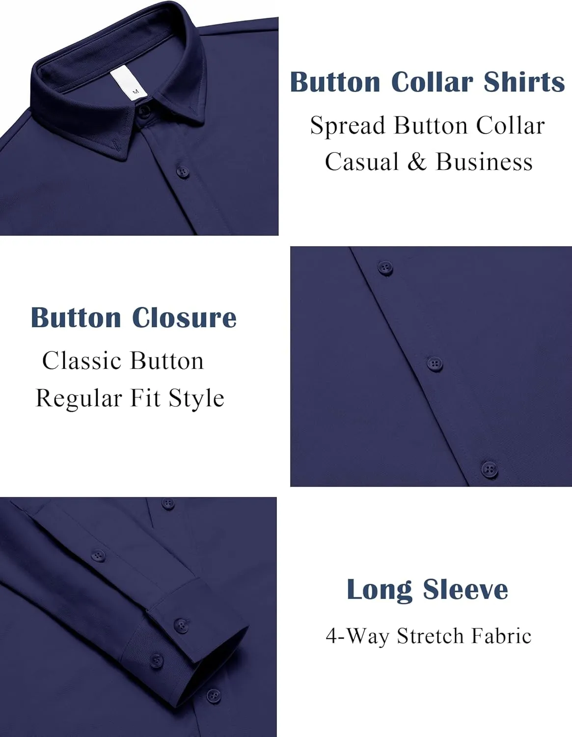 MAPICK Men Long Sleeve Wrinkle Free Dress Shirt Button Down Casual Business Untucked Shirts