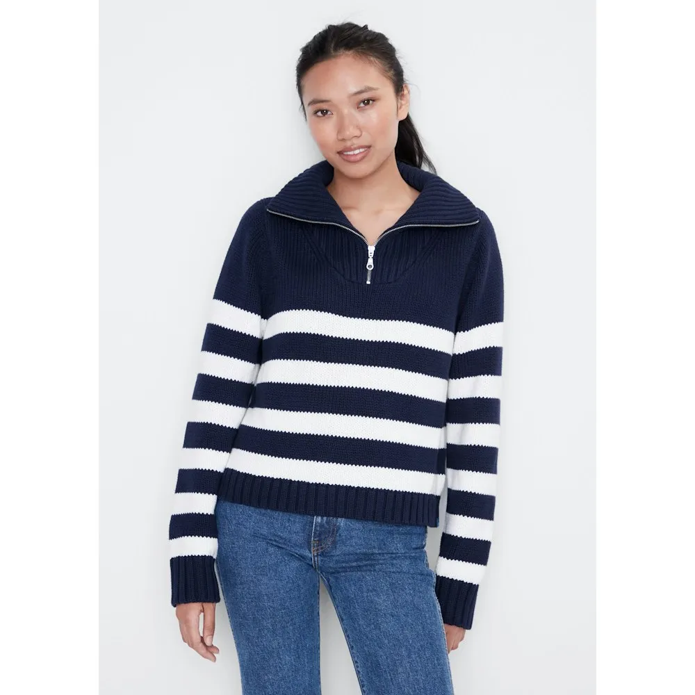 Matey Sweater in Navy and White