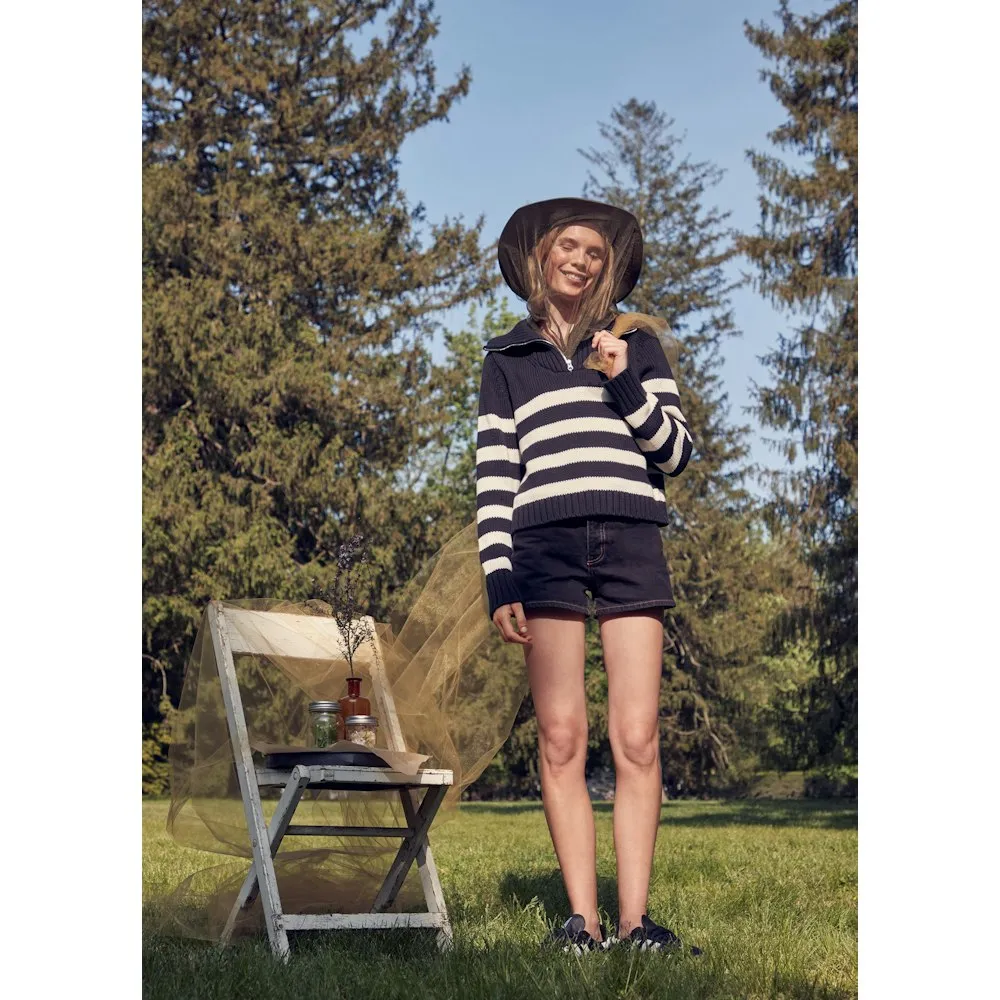 Matey Sweater in Navy and White
