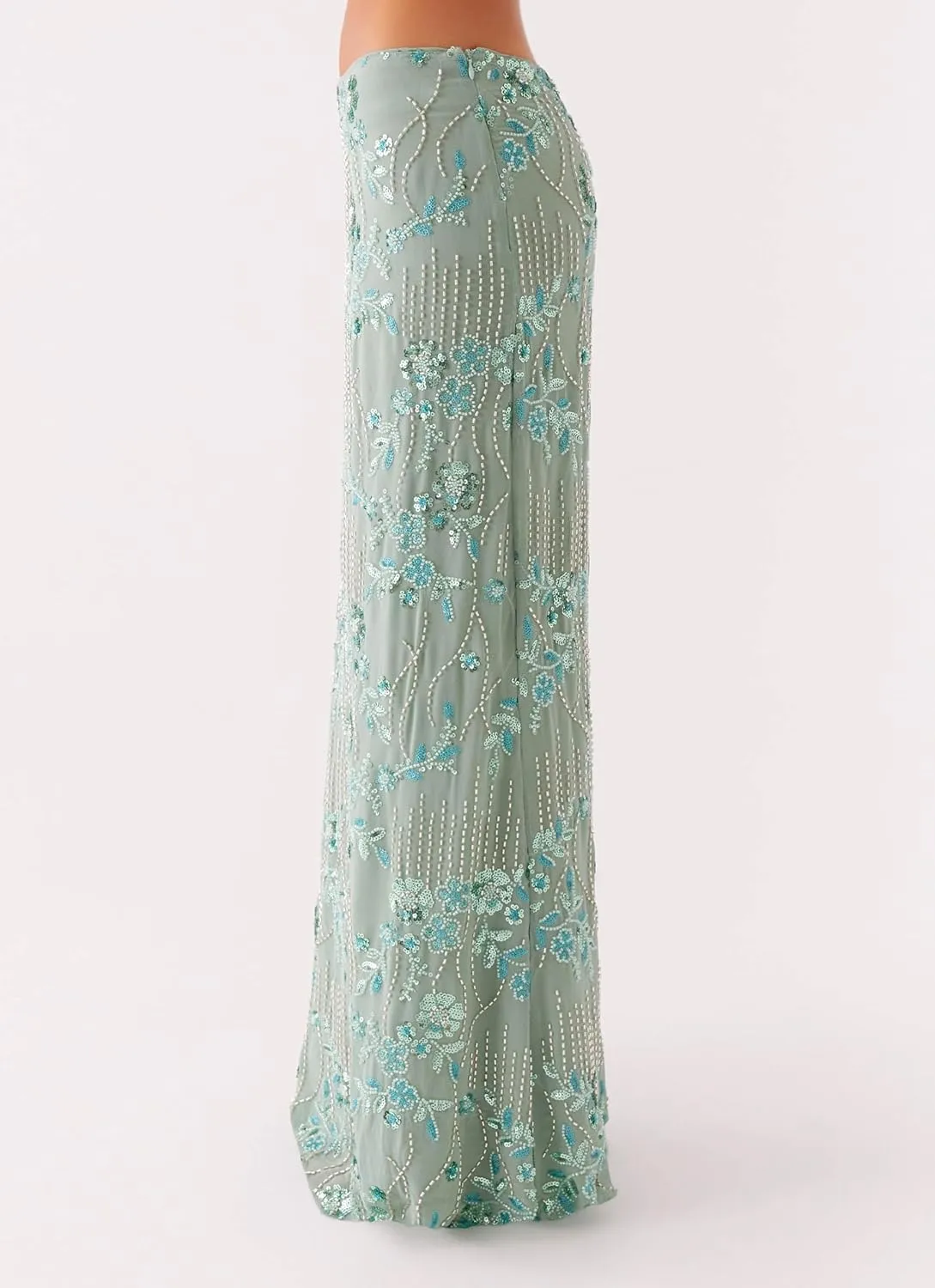 Melliflo Womens Sequin Maxi Skirt Sparkle Rhinestone Floral Embroidery Boho Long Skirts Summer Glitter Going Out Skirt
