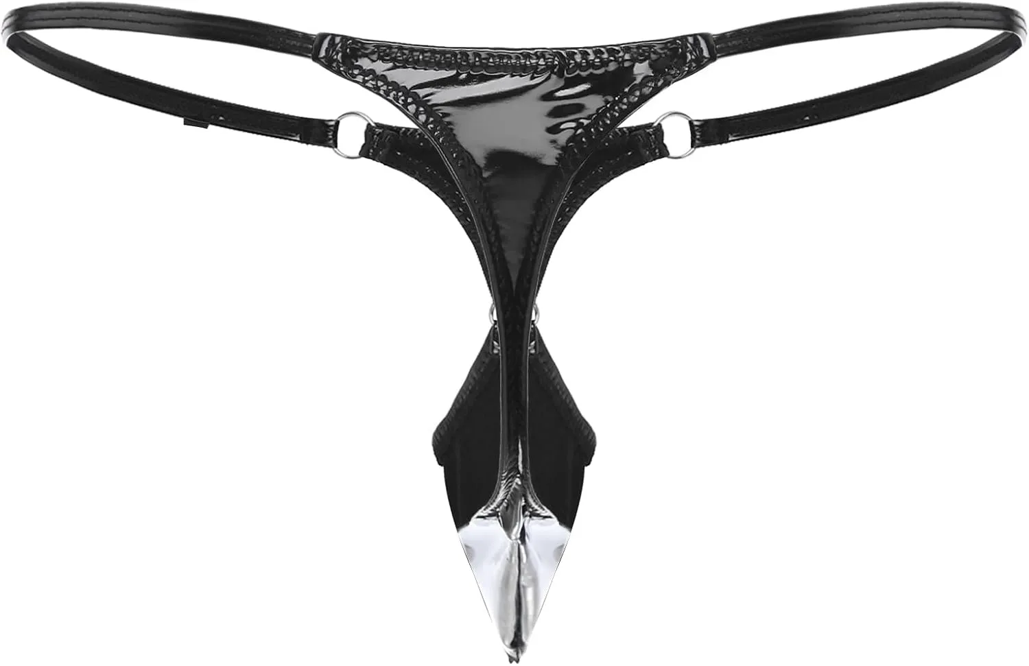 Men's Bulge Pouch Thongs Briefs Low Rise Open Butt Patent Leather Cheeky G-String Underwear