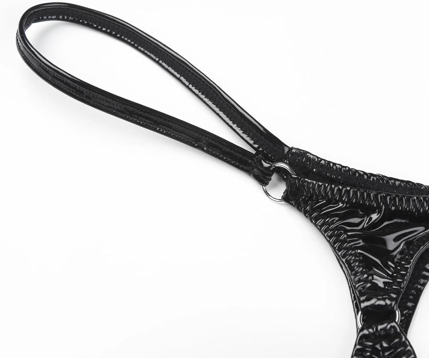 Men's Bulge Pouch Thongs Briefs Low Rise Open Butt Patent Leather Cheeky G-String Underwear