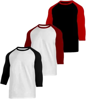 Men's Casual Classic Raglan Basic Soft Cotton 3/4 Long Sleeve Sports Baseball Jerseys T Shirts