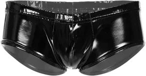 Mens Holographic Leather Boxer Briefs Wetlook Swim Trunks Shorts Sexy Hot Pants Clubwear