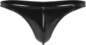Mens Lingerie Underwear Wet Look Bulge Pouch Thongs Low Waist Faux Leather G-string Briefs