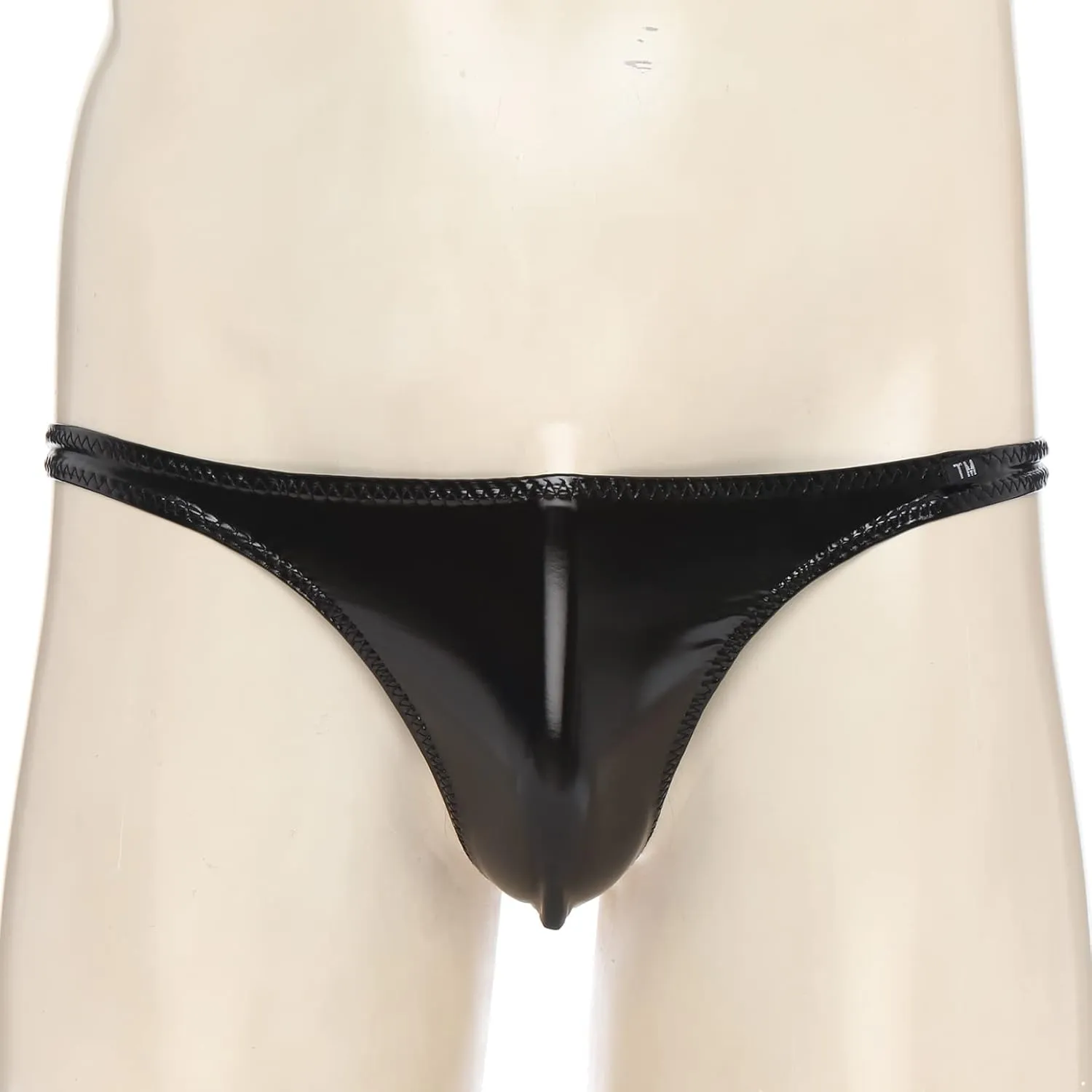 Mens Low Rise G-String Thongs Bulge Pouch Bikini Briefs Patent Leather Open Butt Underpants