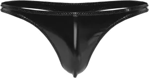 Mens Low Rise G-String Thongs Bulge Pouch Bikini Briefs Patent Leather Open Butt Underpants