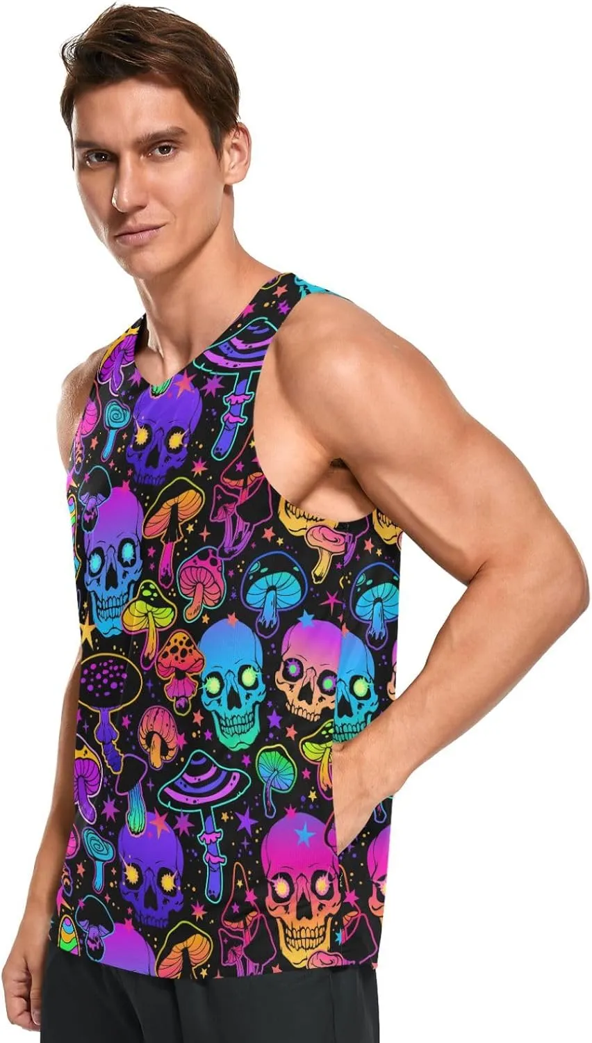 Men's Quick Dry Sports Tank Tops for Gym Athletic Fitness Running Workout Beach Sleeveless Shirts with Pocket
