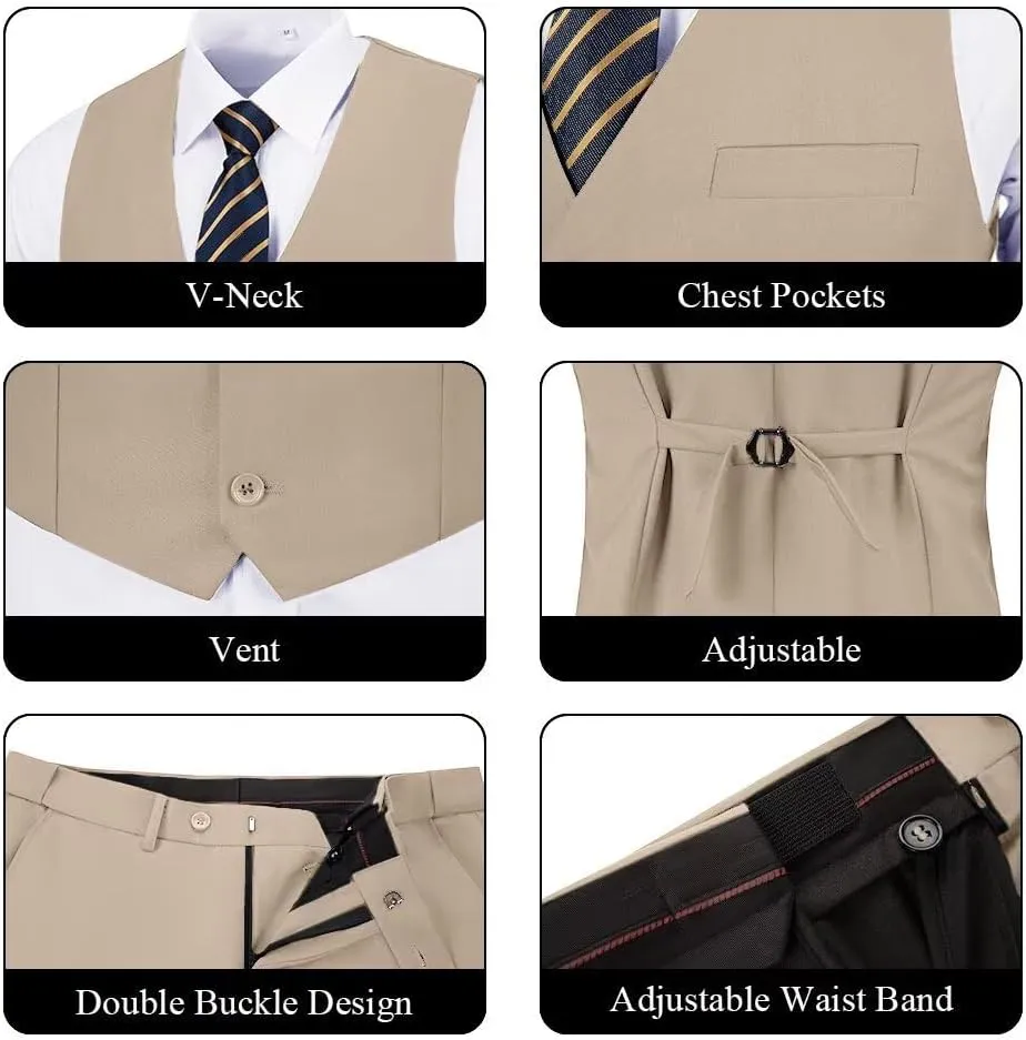 Men's Suit 2-Piece Set, Slim Fit Formal Business Wedding Suit Vest Pants for Men