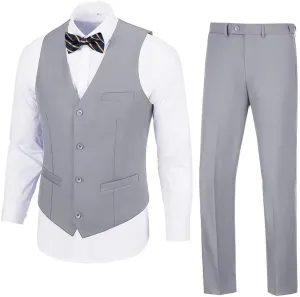 Men's Suit 2-Piece Set, Slim Fit Formal Business Wedding Suit Vest Pants for Men
