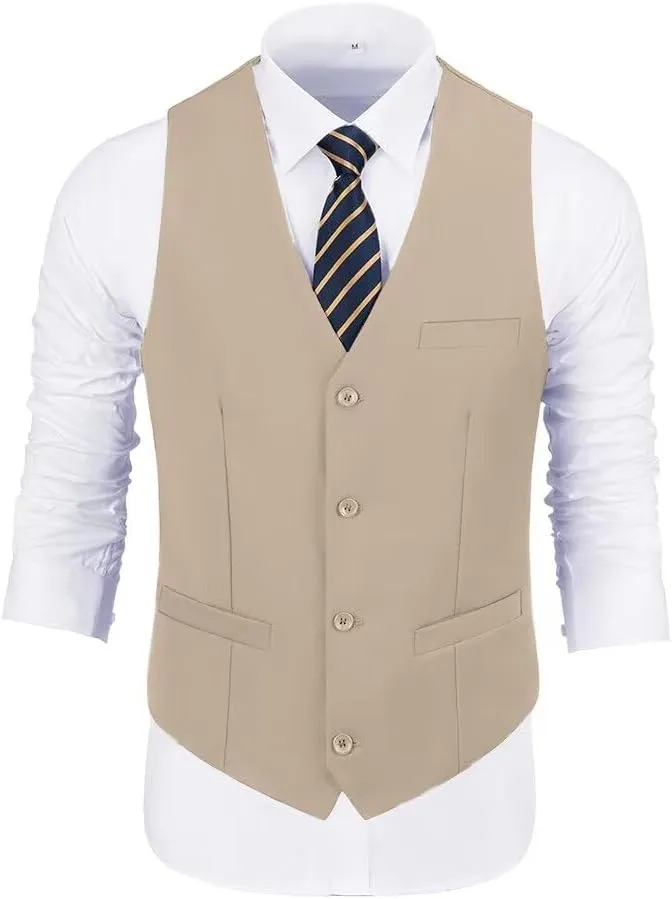 Men's Suit 2-Piece Set, Slim Fit Formal Business Wedding Suit Vest Pants for Men
