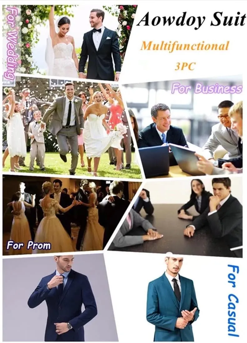 Men's Suit 3 Piece Wedding Suits 2 Buttons Slim Fit Tuxedo Set for Men Prom Casual Business Man Jacket Blazer Vest Pant