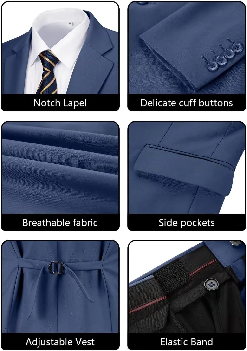 Men's Suit 3 Piece Wedding Suits 2 Buttons Slim Fit Tuxedo Set for Men Prom Casual Business Man Jacket Blazer Vest Pant