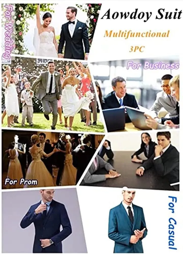 Men's Suit 3 Piece Wedding Suits 2 Buttons Slim Fit Tuxedo Set for Men Prom Casual Business Man Jacket Blazer Vest Pant