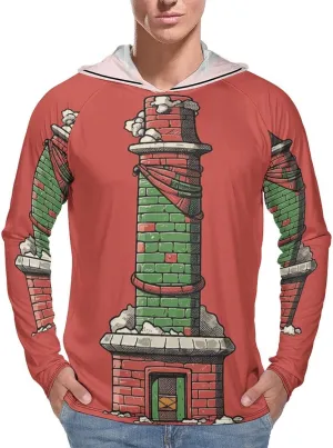 Men's UPF 50  Sun Protection Hoodie Outdoor UV Shirts Christmas Chimney Long Sleeve Quick Dry Fishing Hiking Shirt