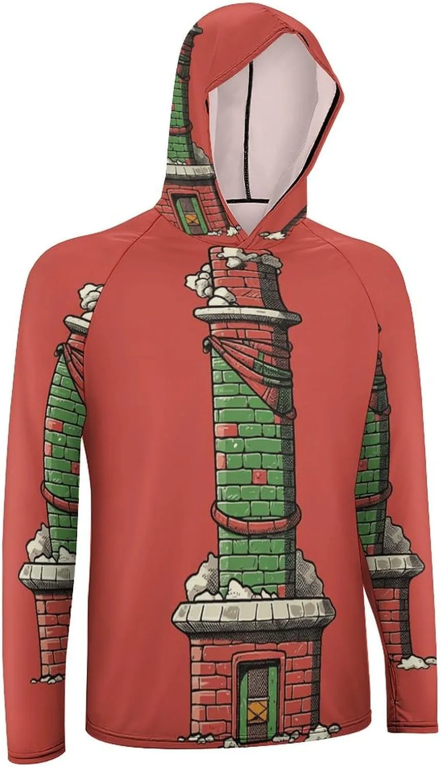 Men's UPF 50  Sun Protection Hoodie Outdoor UV Shirts Christmas Chimney Long Sleeve Quick Dry Fishing Hiking Shirt