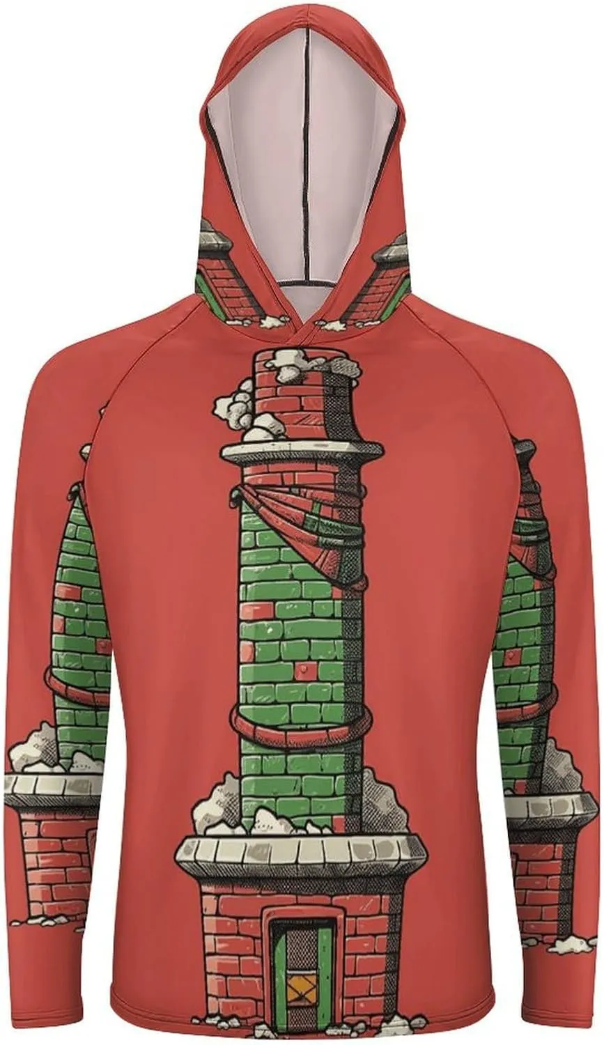 Men's UPF 50  Sun Protection Hoodie Outdoor UV Shirts Christmas Chimney Long Sleeve Quick Dry Fishing Hiking Shirt