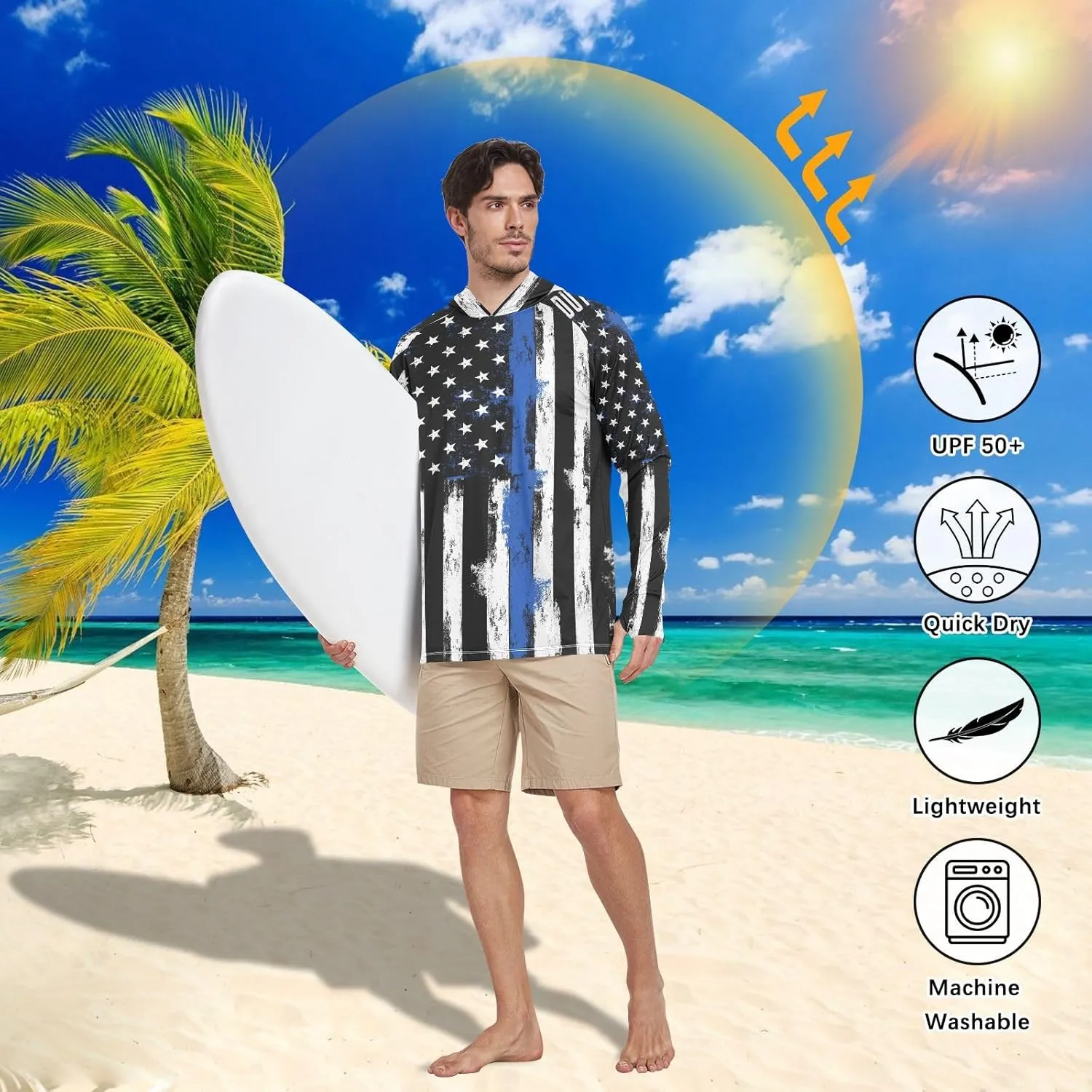 Men's UPF 50  Sun Protection Hoodie Shirt with Long Sleeve SPF Fishing Outdoor UV Protection Lightweight Shirts