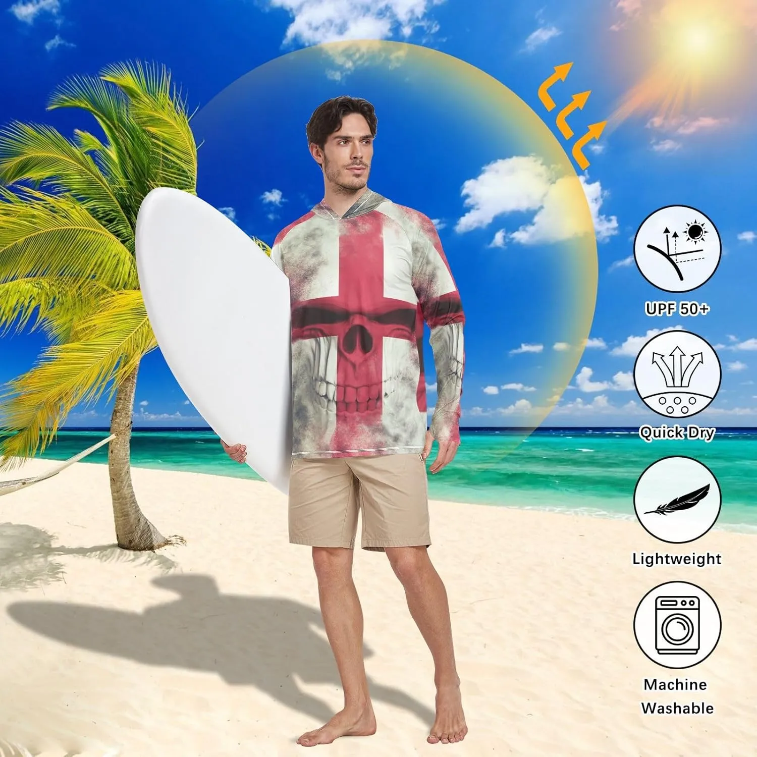 Men's UPF 50  Sun Protection Hoodie Shirt with Long Sleeve SPF Fishing Outdoor UV Protection Lightweight Shirts