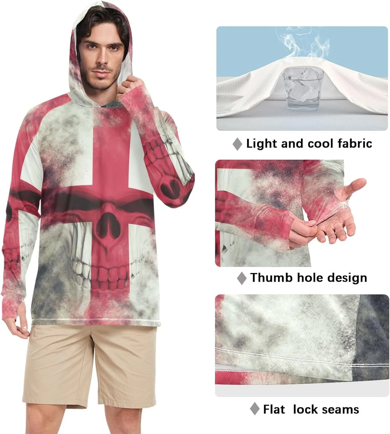 Men's UPF 50  Sun Protection Hoodie Shirt with Long Sleeve SPF Fishing Outdoor UV Protection Lightweight Shirts