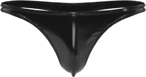 Mens Wet Look Briefs Low Waist Bulge Pouch Thongs G-String Underwear Leather Swim Trunks