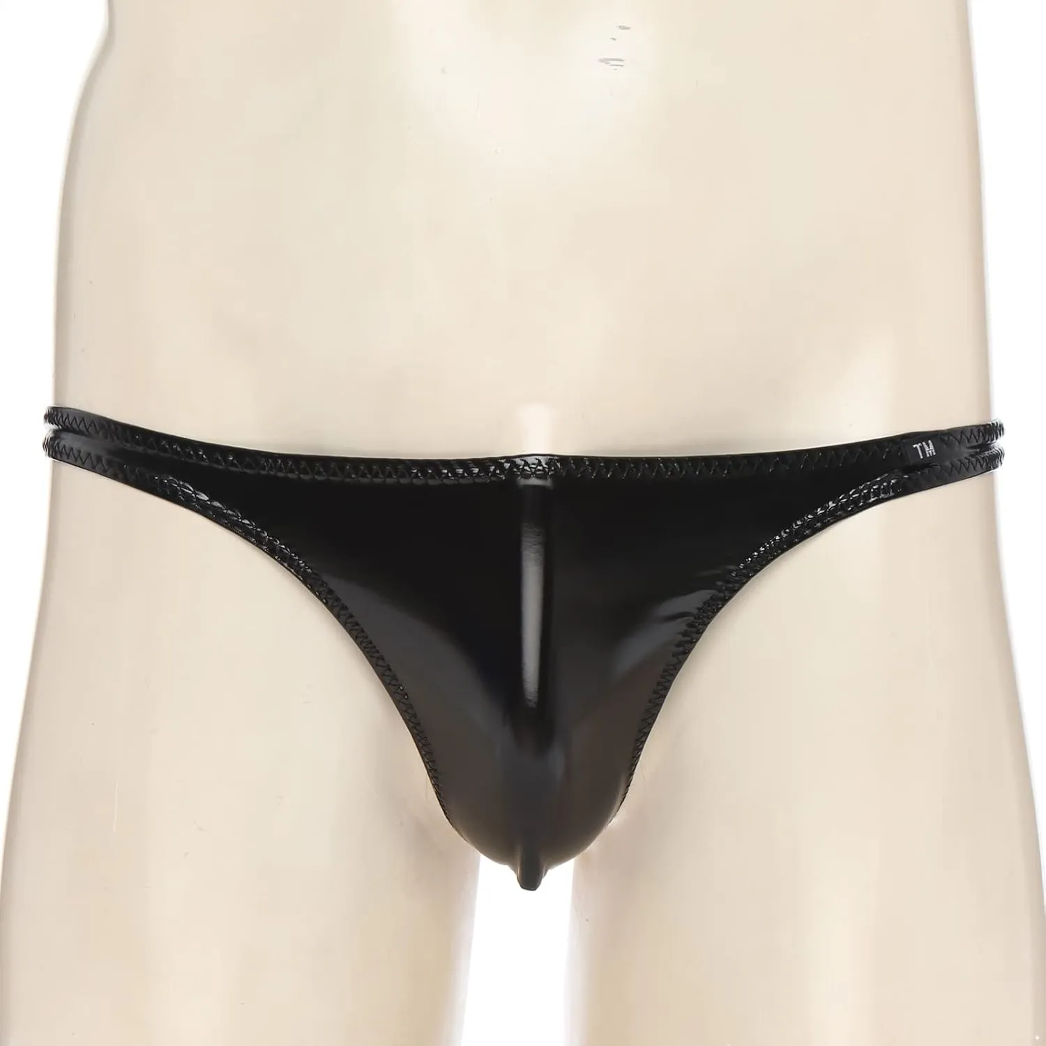 Mens Wet Look Briefs Low Waist Bulge Pouch Thongs G-String Underwear Leather Swim Trunks