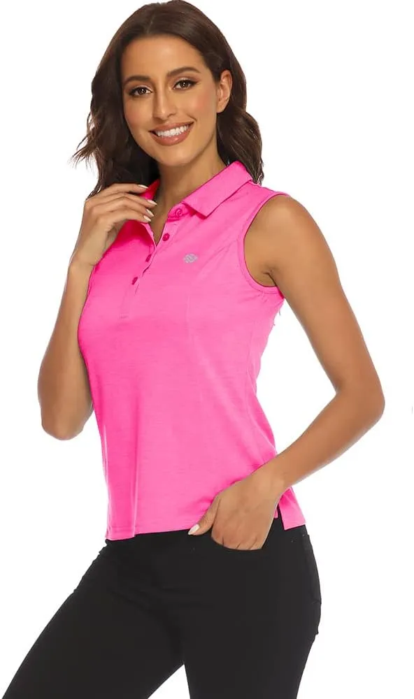 MoFiz Sleeveless Golf Polo Shirts for Women Quick Dry Camo Lightweight UPF 50  Sports Athletic Tank Tops for Casual Tennis