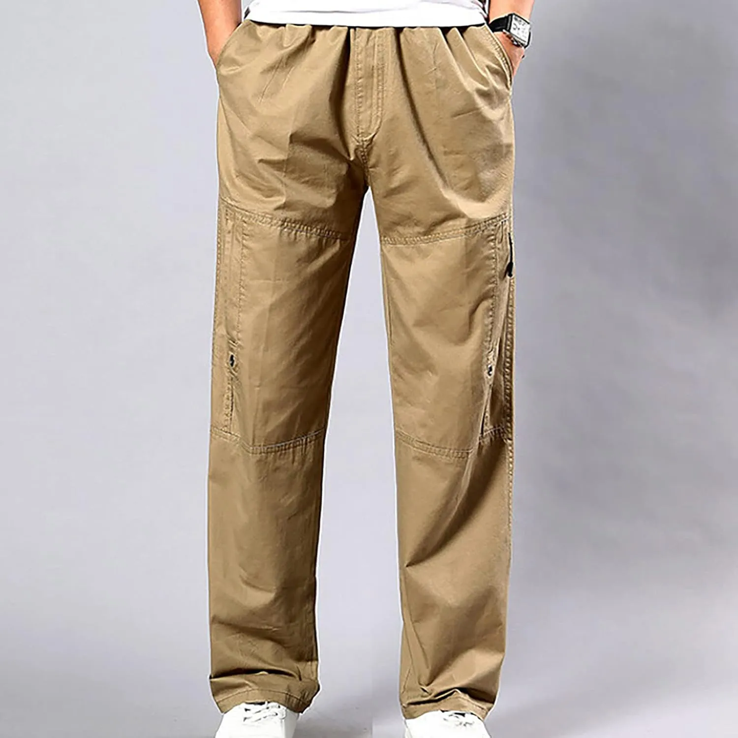 Muscularfit Baggy Cargo Pants Men 2023 Lightweight Solid Cotton Utility Tooling Trouser Causal Loose Multi Pockets Sweatpants