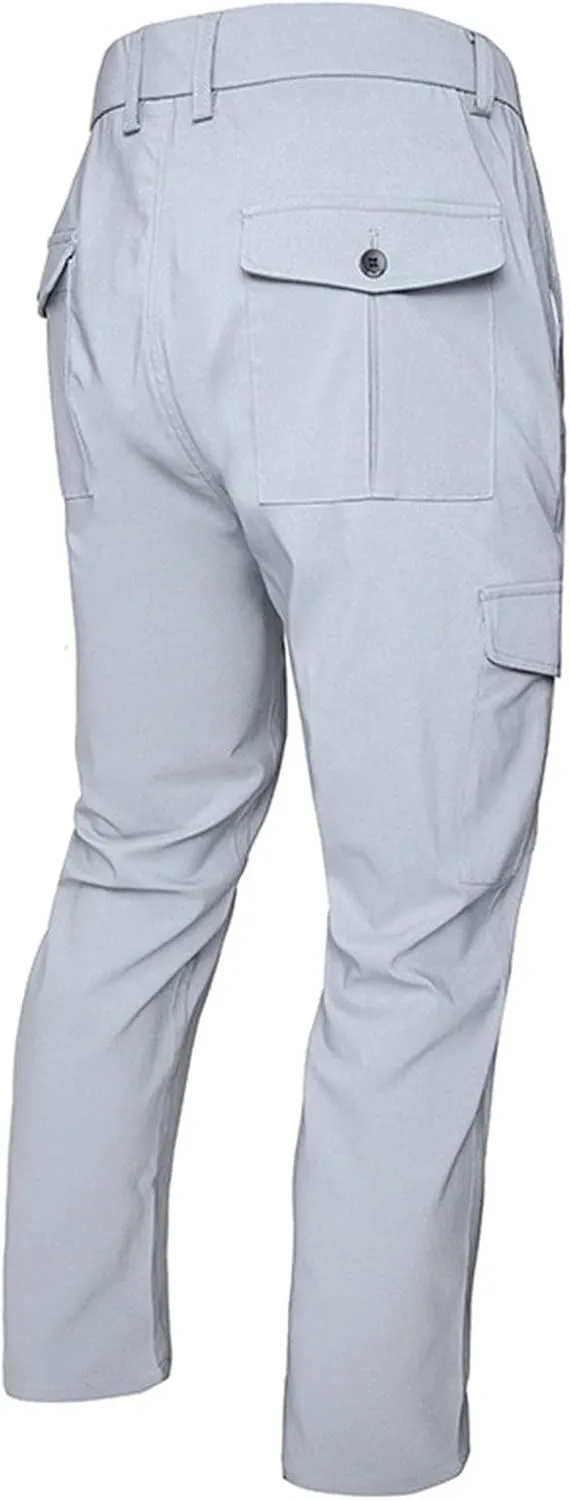Muscularfit Tactical Pants for Men Stretch Solid Cotton Cargo Pant Causal Multi Pockets Buckle Zipper Sweatpants Trousers