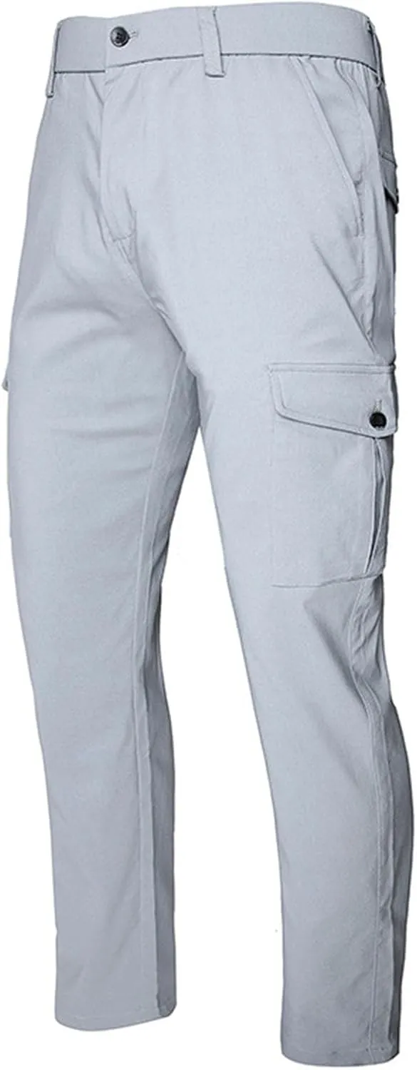 Muscularfit Tactical Pants for Men Stretch Solid Cotton Cargo Pant Causal Multi Pockets Buckle Zipper Sweatpants Trousers