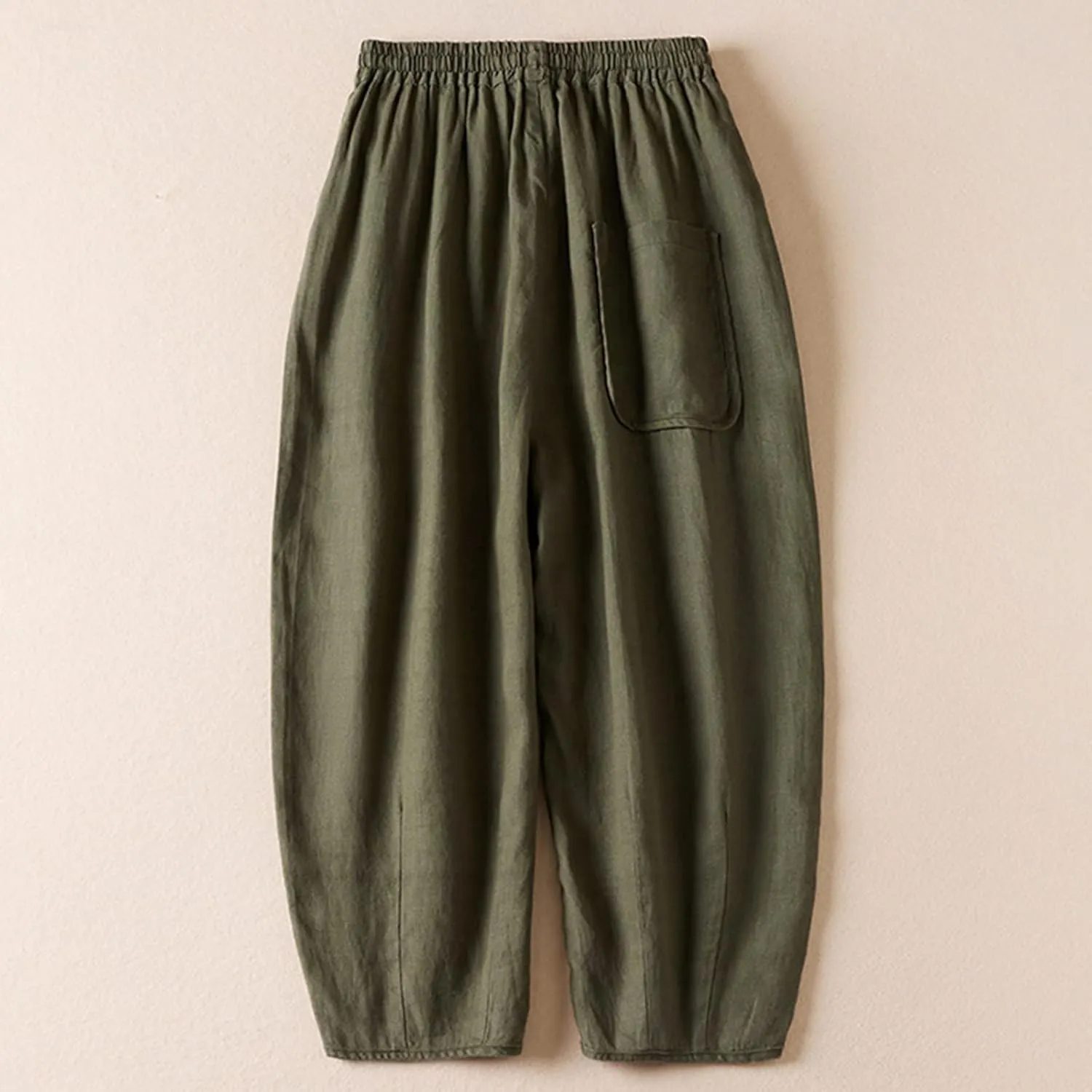 NATHGAM Womens Linen Pants Flowy Summer High Waisted Wide Leg Pant with Pockets Lounge Trousers Casual Palazzo Harem Pants