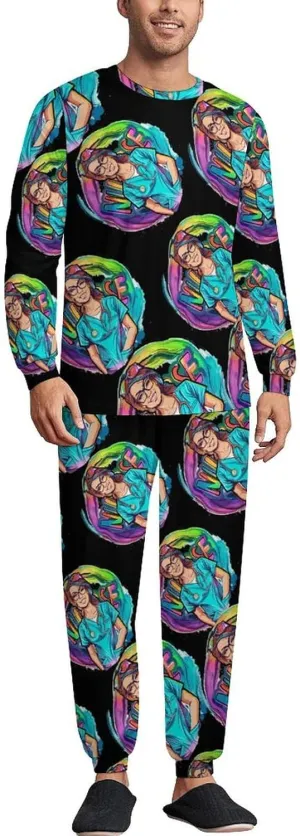 Nurse Day Tie Dye Men's Pajama Set Casual Sleepwear Pjs Set Crewneck Shirts And Bottoms Comfy Loungewear