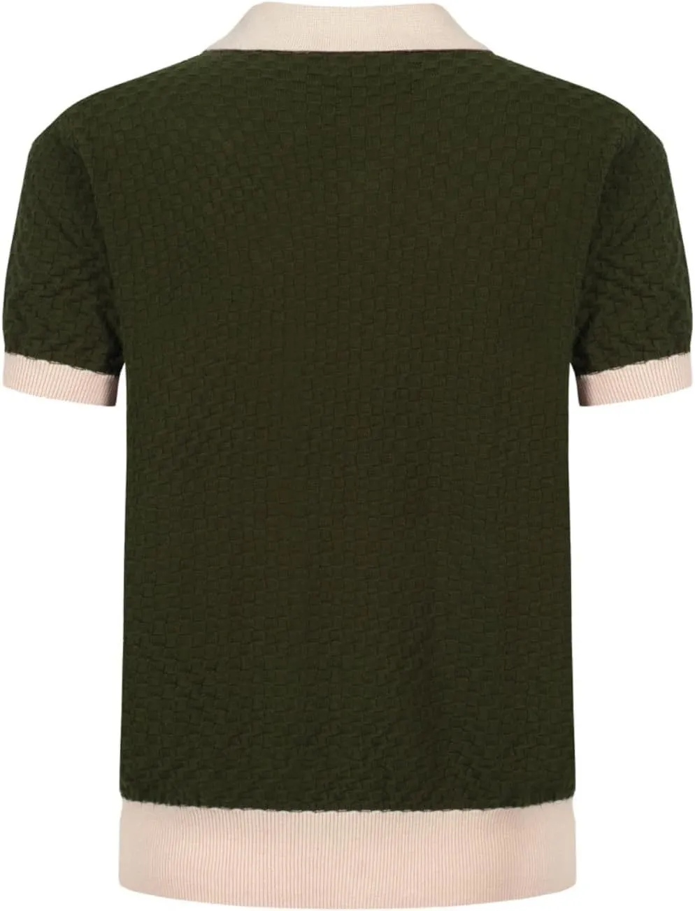 OXKNIT Men's Short Sleeve Vintage Polo Shirt Textured Casual Knit Retro Dark Green Golf Polo Shirts